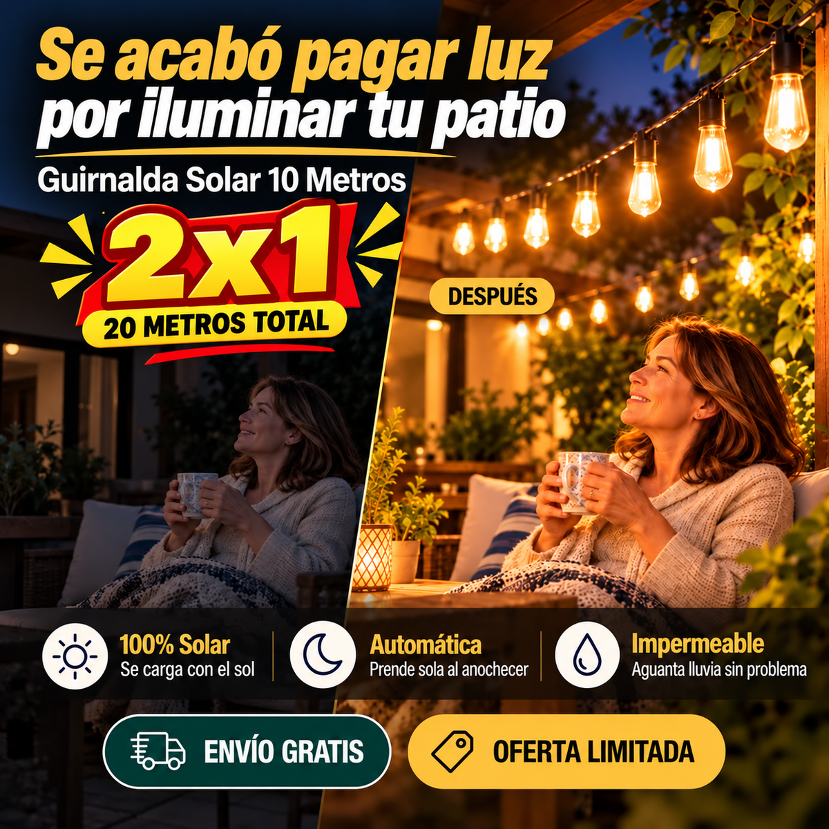 Oferta 2x1: Guirnalda Solar - Ilumina el ambiente sin gastar