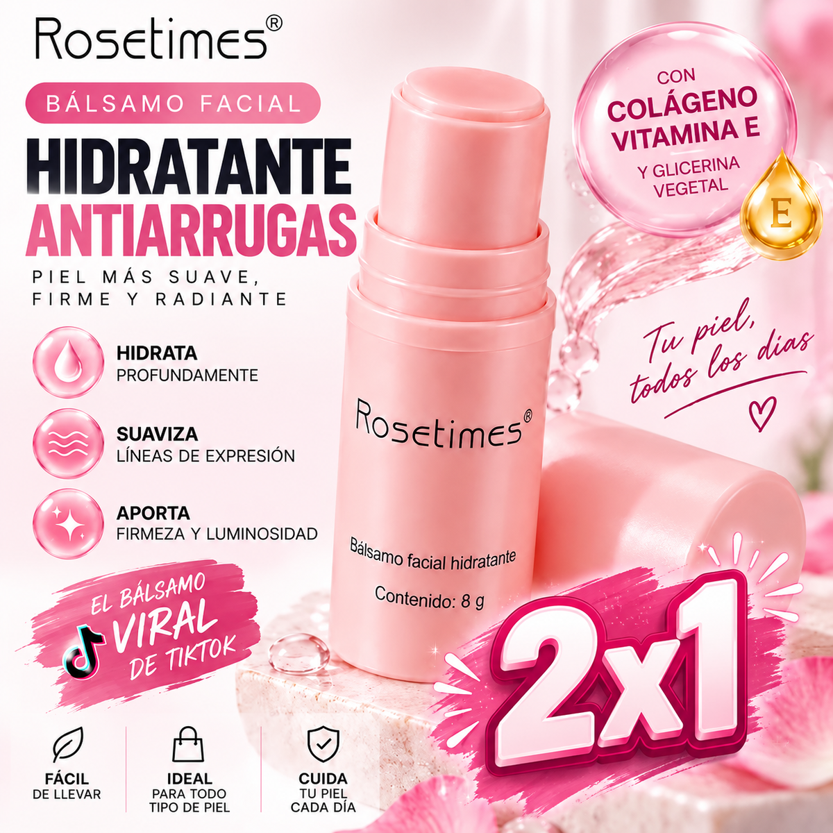 2x1 Rosetimes® - Bálsamo Facial Hidratante Antiarrugas🌸