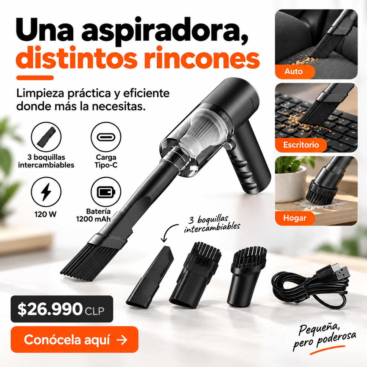AspiMax 3 en 1: limpieza potente en cada rincón