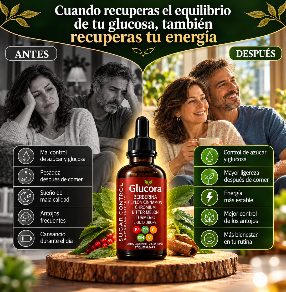 Glucora Berberina · Complementa tu rutina de cuidado del azúcar